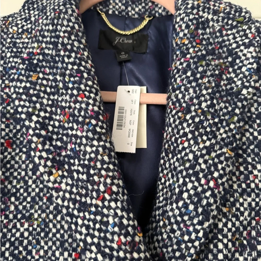 J. Crew Navy Speckled Wool-Blend Pea Coat - Picture 2 of 8